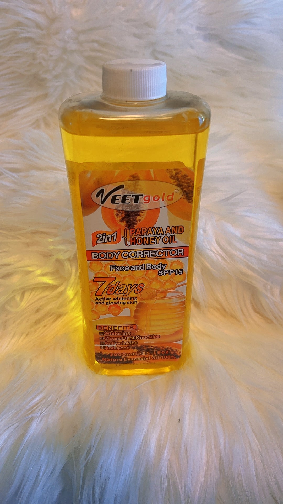 Veetgold Papaya & Honey Whitening Face & Body Corrector Oil SPF15 1000ml