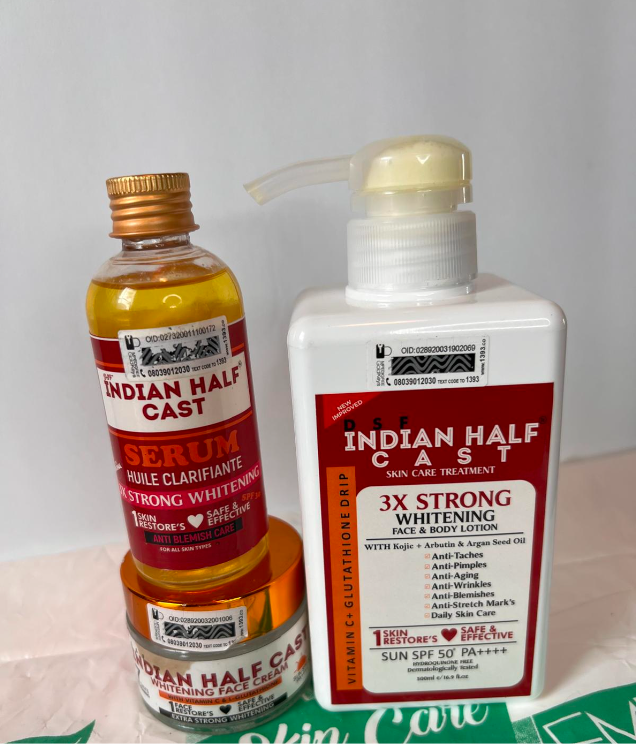 Indian Half Cast 3x Strong Whitening Body Milk, Face cream & Serum