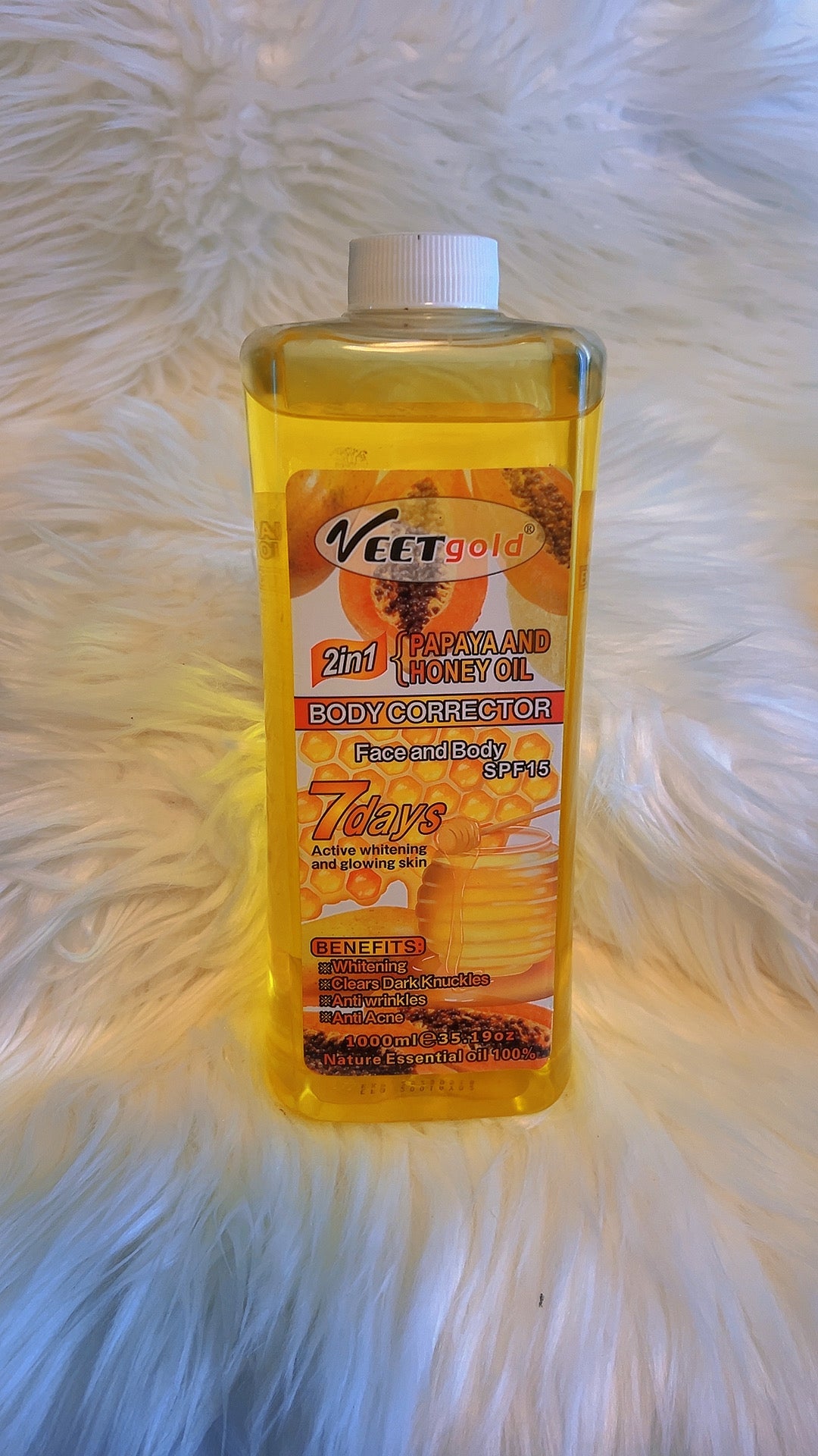 Veetgold Papaya & Honey Whitening Face & Body Corrector Oil SPF15 1000ml